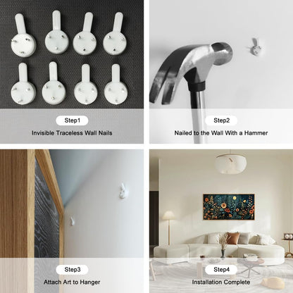 Vintage Dark Botanical Framed Canvas Wall Art Set, Colorful Floral Wall Decor, Nature Wildflower Wall Painting, Colorful Blossom Art Prints for Living Room, Bedroom, Office - 20"X40"x1