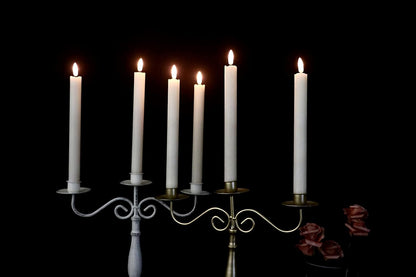 GenSwin Flameless White Taper Candles Flickering with 10-Key Remote, Battery Operated Led Warm 3D Wick Light Window Candles Real Wax Pack of 6, Christmas Home Wedding Decor(0.78 X 9.64 Inch)