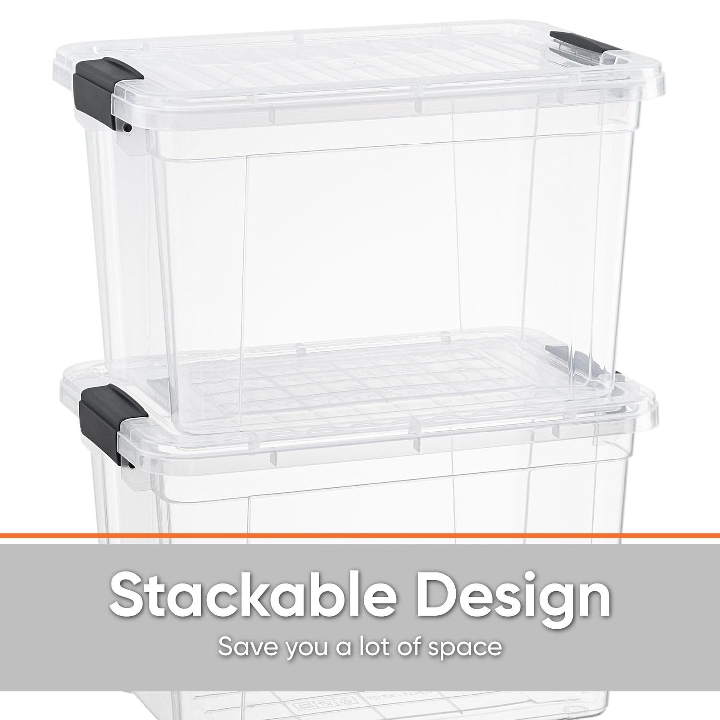 Superio Clear Storage Boxes with Lids, 8.75 Quart Plastic Container Bins for Organizing, Stackable