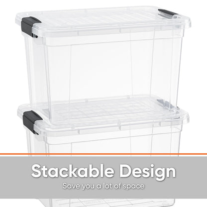Superio Clear Storage Boxes with Lids, 8.75 Quart Plastic Container Bins for Organizing, Stackable