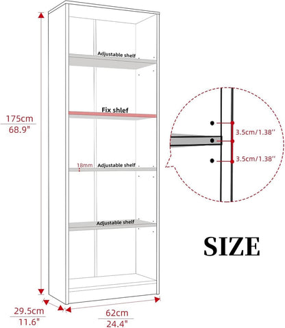Bookshelf, Open Modern Bookshelf, 5 Shelf Bookcase with Freestanding Display Storage, Wooden Book Shelf for Bedroom, Living Room, Dinning Room, Office,Brown