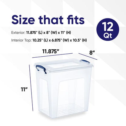 Superio Clear Storage Boxes with Lids, 8.75 Quart Plastic Container Bins for Organizing, Stackable