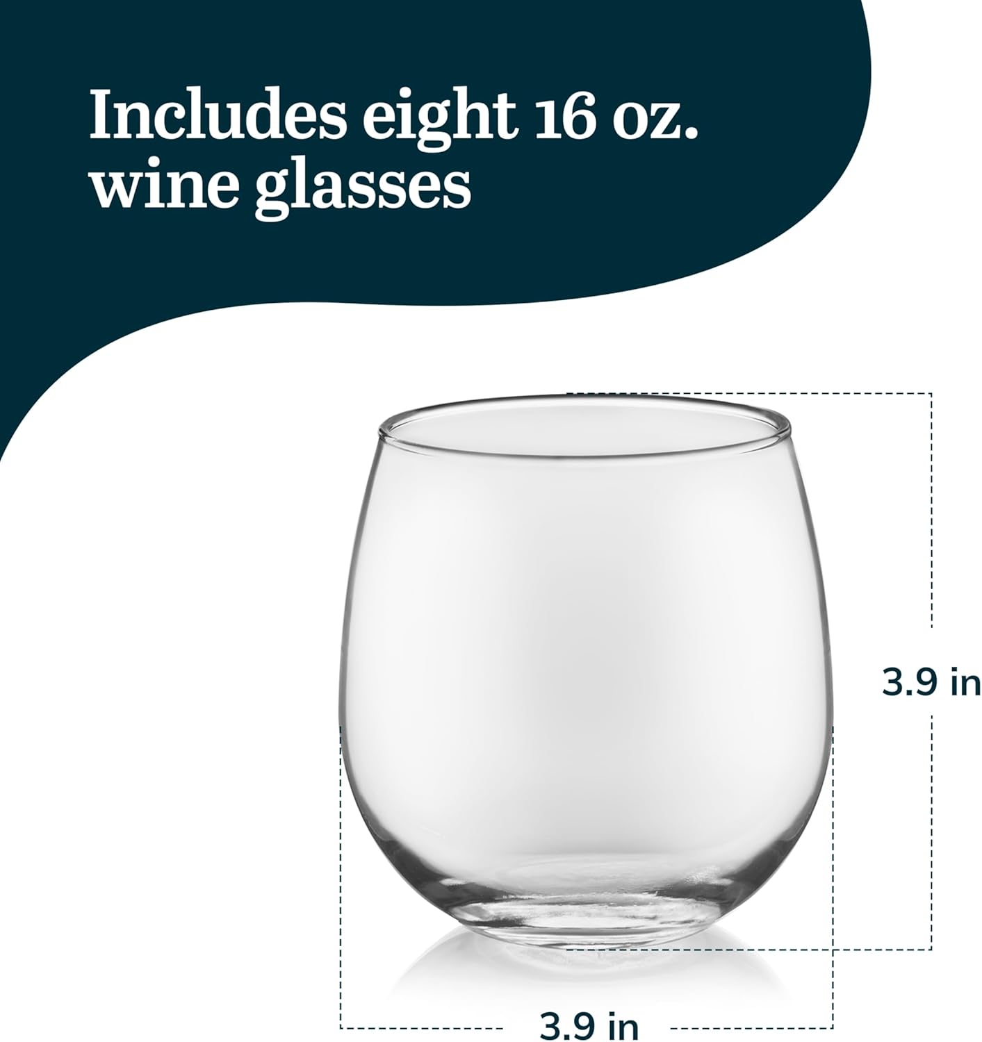 Libbey Stemless Red Wine Glasses, 16.75 Oz Classy, Wide Bowl Stemless Wine Glasses Set of 8, Chip Resistant Glasses Drinking Set for Get-Togethers