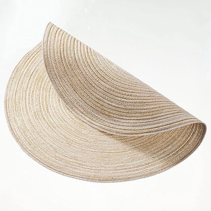 AHHFSMEI Round Braided Placemats Set of 8 Round Table Mats for Dining Tables Natural Woven Heat Resistant Place mats 15 Inch(Beige,8)