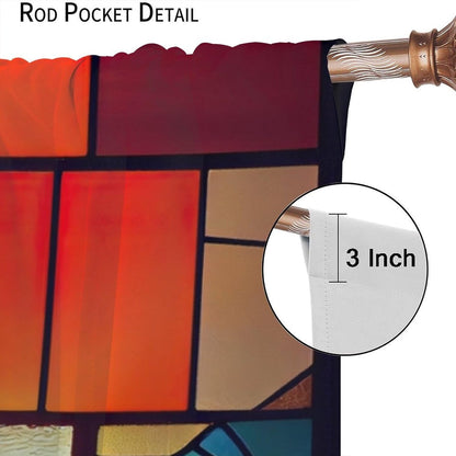 Stained Glass Curtains,Retro Abstract Colorful Geometry Textures Art Home Decor Drapes for Bedroom Living Room Kitchen Window Treatment 2 Panels Set Total Size 42" W X 45" L Inch