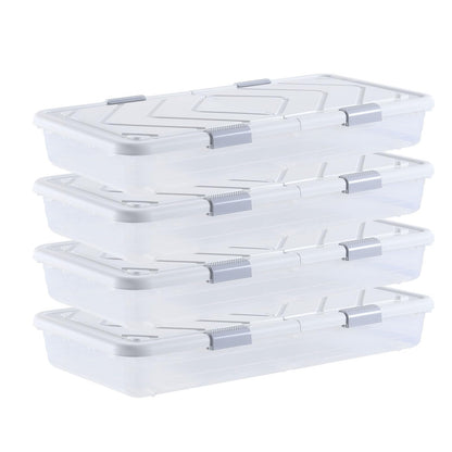 VEVOR Under Bed Storage with Wheels, 31.7 x 15.6 x 6.9 inch Underbed Containers, Underbed Shoes