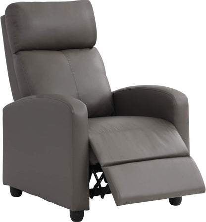 BestMassage | Recliner Chair | No Massage Function | Pu Grey | with Lumbar Support, Adjustable Push Back, Wide Armrests, Footrest & Padded Seat | Easy Assembly | for Living Room, Home Theatre