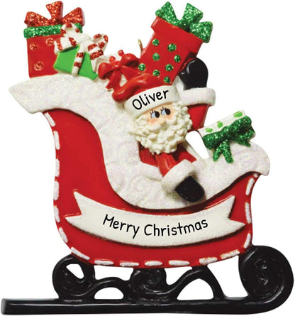 Personalized Christmas Ornaments 2024 - Customized Santa in Red Sleigh Keepsake Ornaments for Christmas Tree