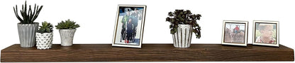 joelsantiques 54 Inch Wooden Floating Shelves for Wall - 54x8x2 in - Made of Natural Wood - Heavy Duty Rustic Wall Shelves for Bedroom - Perfect for Living Room, Kitchen - Medium Brown