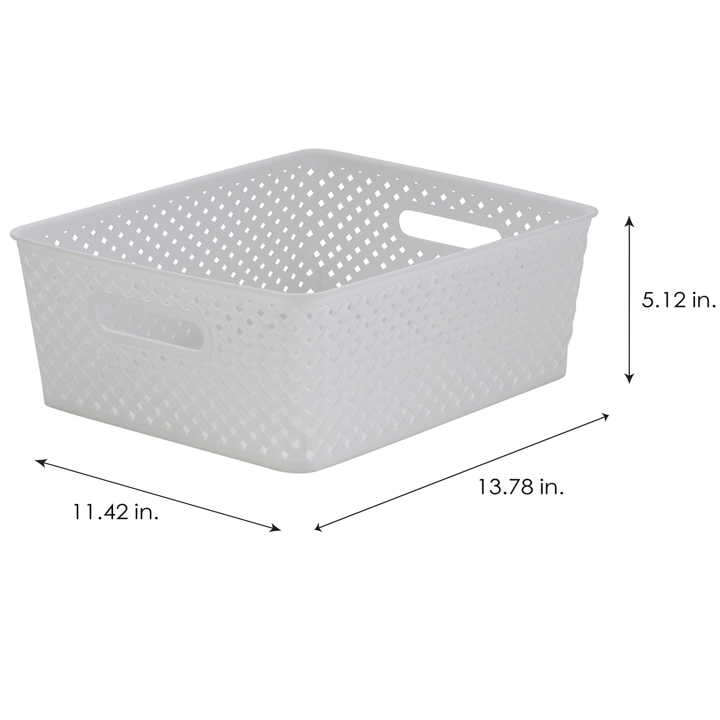 Simplify Medium Resin Wicker Tote | Storage Bin | Plastic Organizer | Carrying Handles | Bathroom |