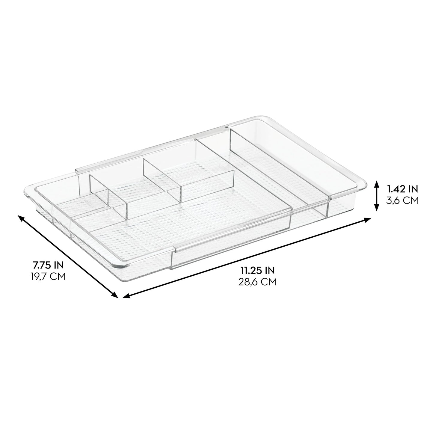 iDesign Expandable Makeup Drawer Organizer, Shallow Tray for Bathroom or Vanity Storage - Clear