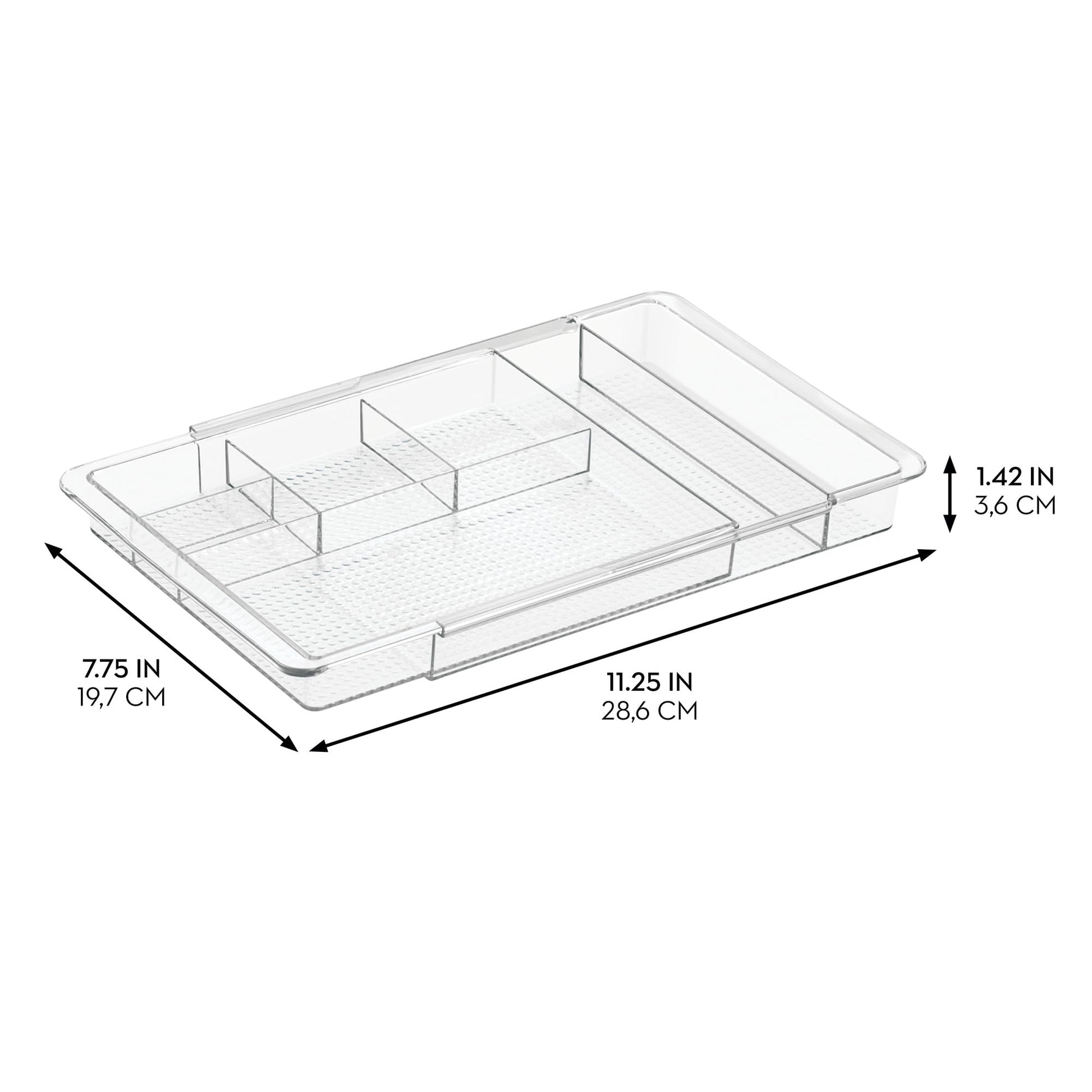 iDesign Expandable Makeup Drawer Organizer, Shallow Tray for Bathroom or Vanity Storage - Clear