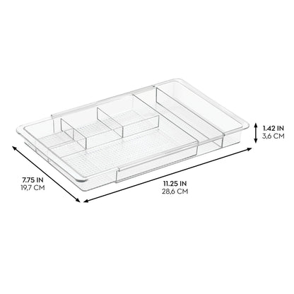 iDesign Expandable Makeup Drawer Organizer, Shallow Tray for Bathroom or Vanity Storage - Clear