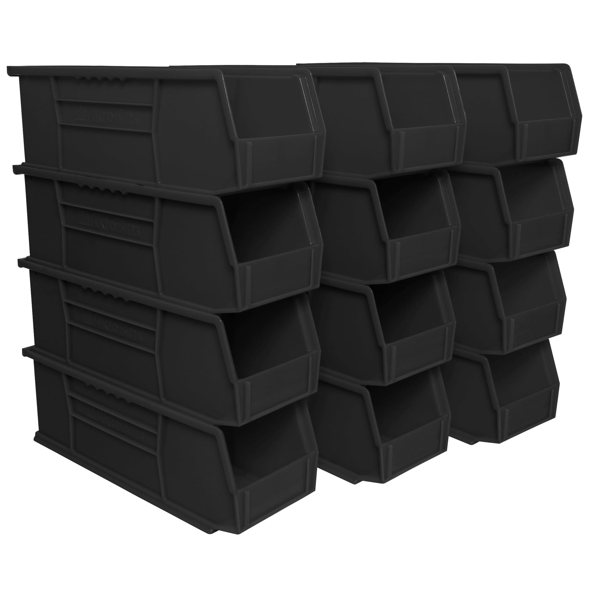 Akro-Mils 30234 AkroBins Plastic Storage Bins, 15"x5"x5", Black, 12-Pack