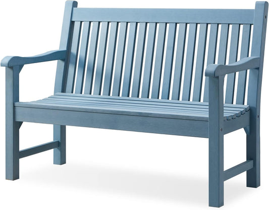 Psilvam Garden Bench, 2-Person Poly Lumber Patio Bench, All-Weather Outdoor Bench That Never Rot