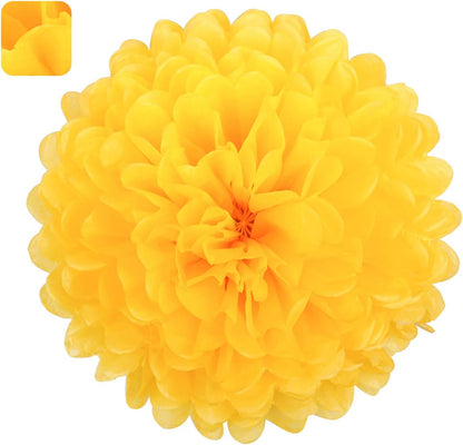 MISU 10" Yellow Tissue Pom Poms DIY Tissue Paper Flowers for Birthday Wedding Baby Shower Tea Party Dessert Table Decoration, Pack of 18