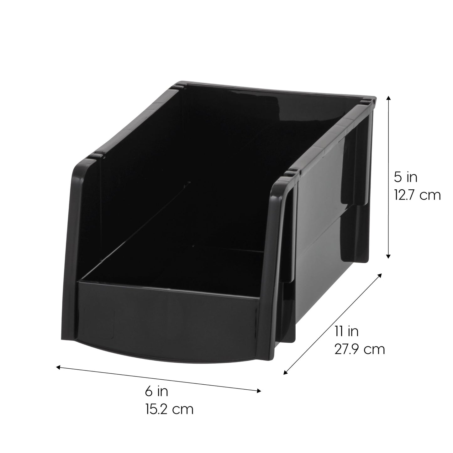 IRIS USA 4-Pack, Medium Stackable Storage Bins, Black