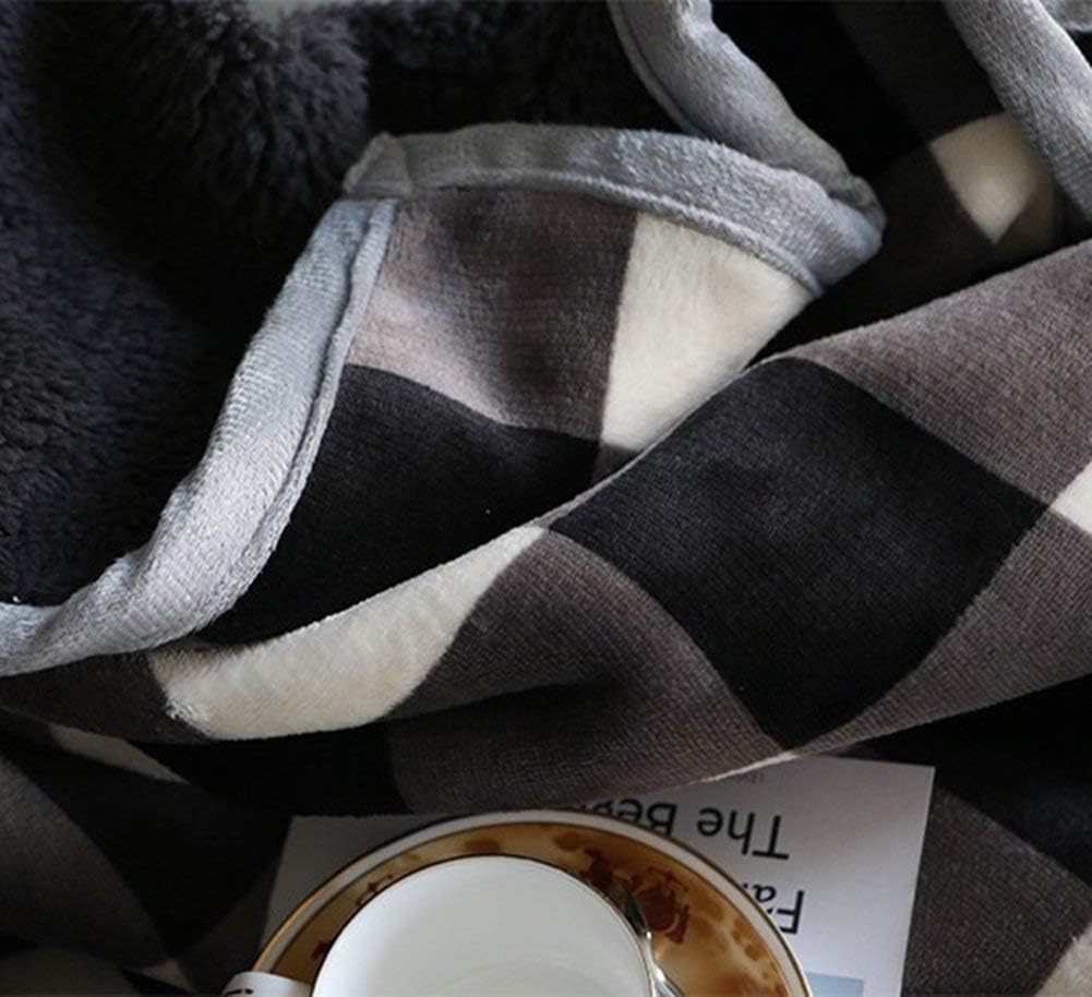 UKELER Buffalo Check Sherpa Throw 80'' x 60''- Soft Plush Flannel Blanket Throws for Bed/Couch/Sofa/Office/Camping