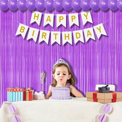 BRAVESHINE Tinsel Photo Backdrop Curtains - 2Pcs 3.2x8.2ft Pastel Purple Foil Fringe Streamer Curtain for Halloween/Easter Birthdays Bachelorette Valentines Mermaid Butterfly Party Decorations