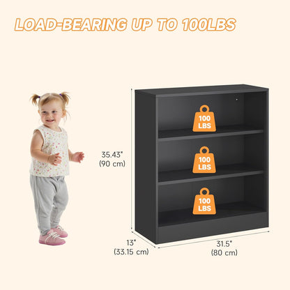 3-Tier Metal Open Shelf Bookcase, Bookcase with Adjustable Shelves, Floor Standing Book Shelf, Freestanding Display Storage Shelves, Curio Cabint Display Case for Small Places/Living Room/Corner