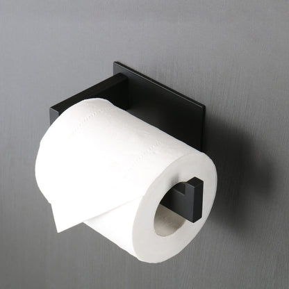 Toilet Paper Holder, Self Adhesive Tissue Holder Stainless Steel Rustproof Paper Roll Holder, No Drilling Easy to Install, Toilet Paper Rack Suitable for Office, Bathroom (2, Matte Black)