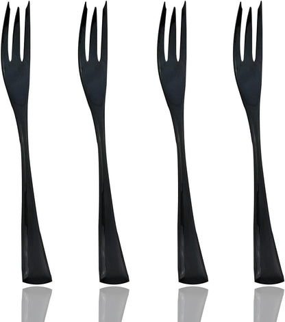 JASHII 18/10 Stainless Steel 4 Piece Mirror Polished Black Fish Fork Black Server Utensil Set