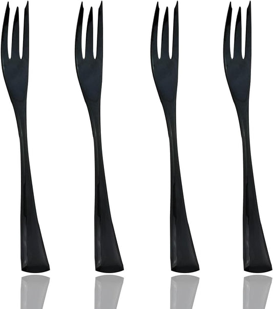 JASHII 18/10 Stainless Steel 4 Piece Mirror Polished Black Fish Fork Black Server Utensil Set
