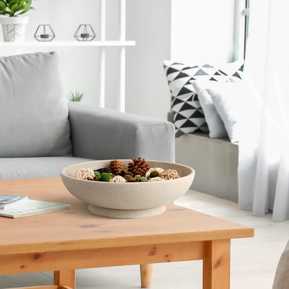 Large Decorative Bowl,Modern Fruit Bowl for Kitchen Counter,Handicraft Decorative Bowls for Home Decor,Stylish Key Bowl for Entry Table - Artificial Stone Beige
