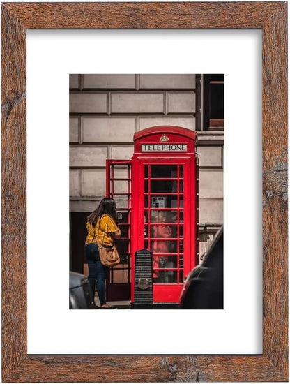 11x14 Picture Frame Set of 6, Display Pictures 8x10 with Mat or 11x14 Without Mat for Wall Mounting,Rustic Brown