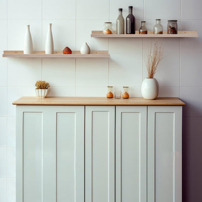 AZSKY 2pc 36in Natural Wood Floating Shelves, Country Rustic Style Wall Shelves for Kids Books, Photo Picture Ledge, Nursery Decor