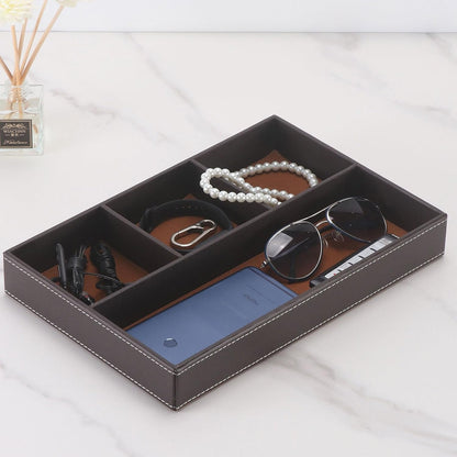 Desktop Storage Organizer, Nightstand or Dresser Organizer, Valet Tray, Entry Table Organizer, Modern bedside Box,PU Leather Drawer Storage Organizer Decorative Trays.