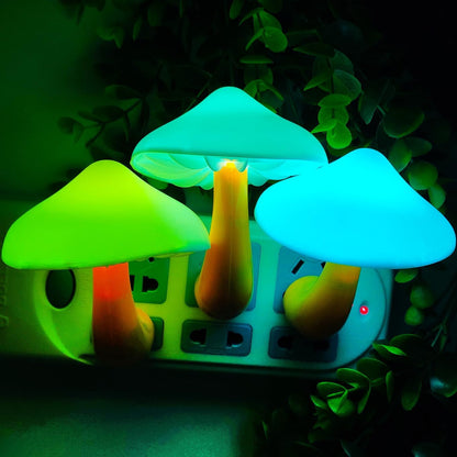 AUSAYE 5Pack Sensor LED Night Light Plug in Lamp 7 Color Changing Mushroom Light Cute Night Lights for Adults Kids NightLight Bedroom,Bathroom,Toilet,Hallway,Stairs,Kitchen,Basement