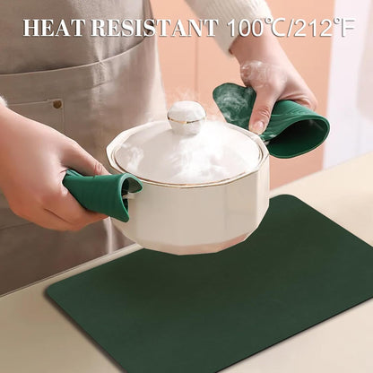 BLESWIN Faux Leather Placemats, PU Dining Table, Waterproof and Oil Resistant Easy to Clean, Heat Resistant Reversible Use Table Mats for Kitchen, Dining Table, Outdoor – 12 × 17 Inch, Forest&Grey