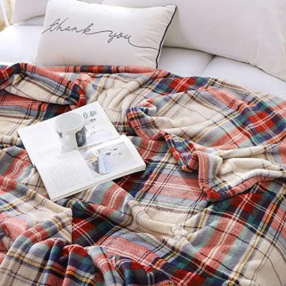 MERRYLIFE Tartan Plaid Print Throw Blanket Decorative Fleece Throw | Ultra-Plush Colorful | Couch Blanket Travel Lap | Home Gift Use(60" 90",Tartan)