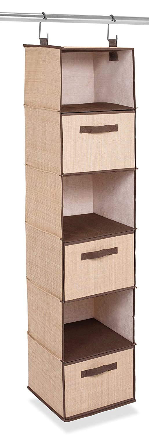 Internet's Best Hanging Closet Organizer with 3 Drawers - 6 Shelf Fabric Storage Organizer for
