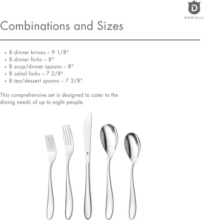 Silverware Set for 8 | 18/10 Stainless Steel Flatware Set | Mirror Finish, Heavy-Duty, Dishwasher Safe, Elegant & Durable, Built to Last (40-Piece, Marettimo)