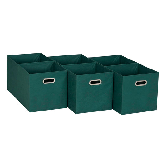 Household Essentials 6 ct Open Fabric Cube Storage Bins, Forest Green