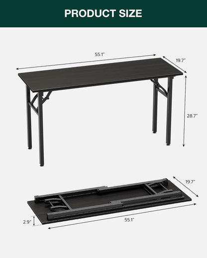 Frylr Small Folding Computer Desk – Portable 55.1 Inch Foldable Laptop Table, Collapsible and Compact for Easy and Fast Setup, Lightweight for Small Spaces, Home Craft and Study Use, Charcoal Wenge