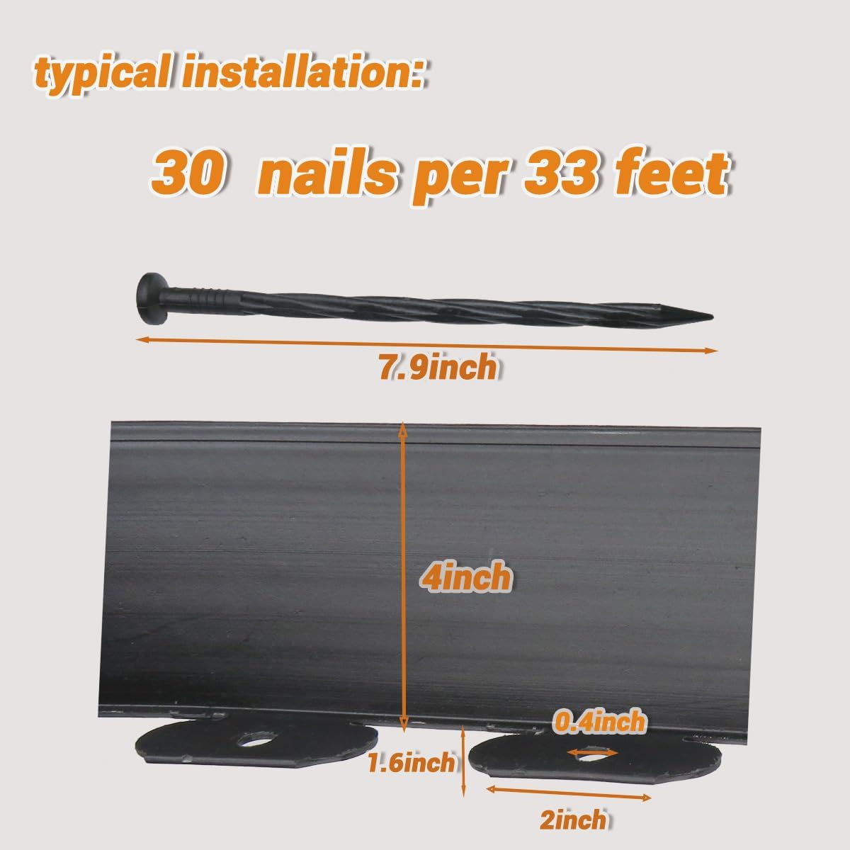 Landscape Edging Border, Plastic Edging for Landscaping, Garden Edging Border,Lawn Edging,Garden Borders,Flower Bed Edging no dig,Rubberific Landscape Edging, (Plastic Stakes, Black-33Feet-Tall Wall)