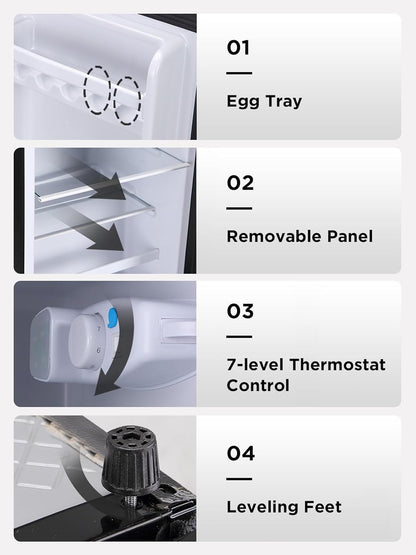 3.5 Cu.Ft Compact Refrigerator with Freezer, Mini Fridge with 2 Doors for Office, Kitchen, Dorm and Bedroom, Small Fridge with 7 Level Temp Adjustable Thermostat, Black