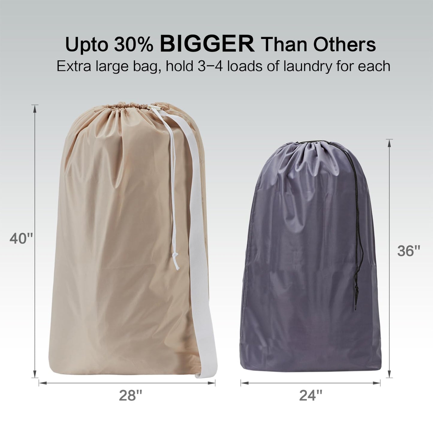 HOMEST XL Nylon Laundry Bag with Strap, Large Dirty Clothes Organizer, Easy Fit a Laundry Hamper or