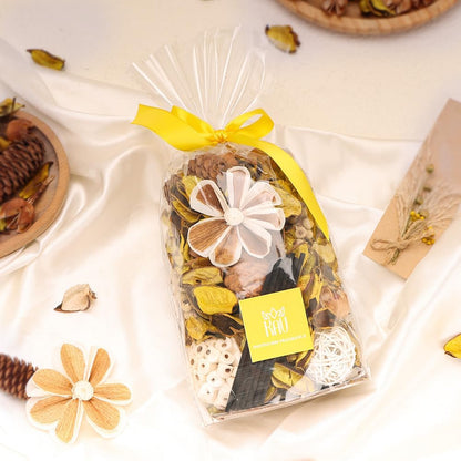 Potpourri Bowl Filler, Spring Pot pourri Dried Flower Vase Fill Mix, Home Decor Scented Dry Poporri, 3 Color Options Natural Flower Home Decor (Yellow)