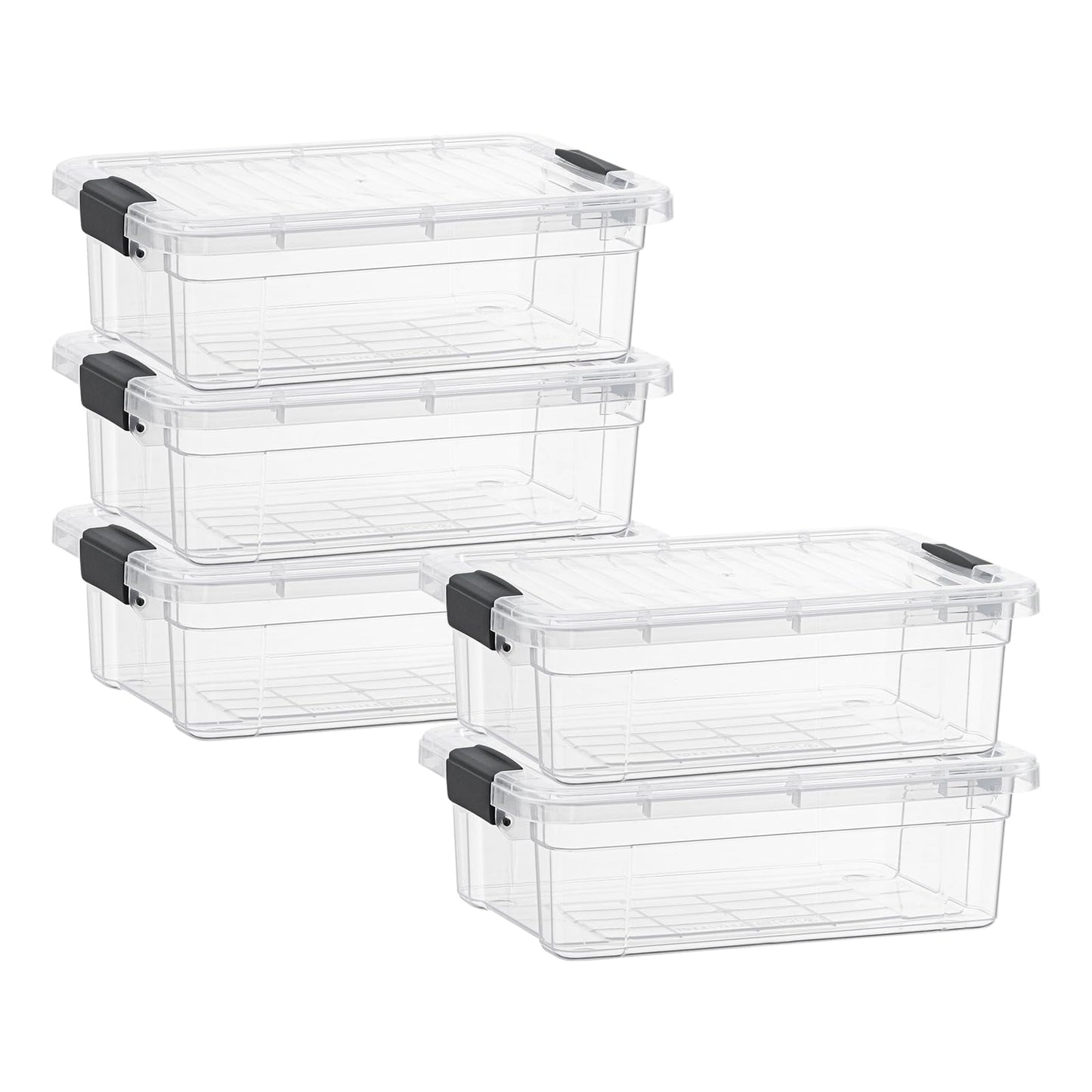 Superio Clear Storage Boxes with Lids, 2.5 Quart Plastic Container Bins for Organizing, Stackable