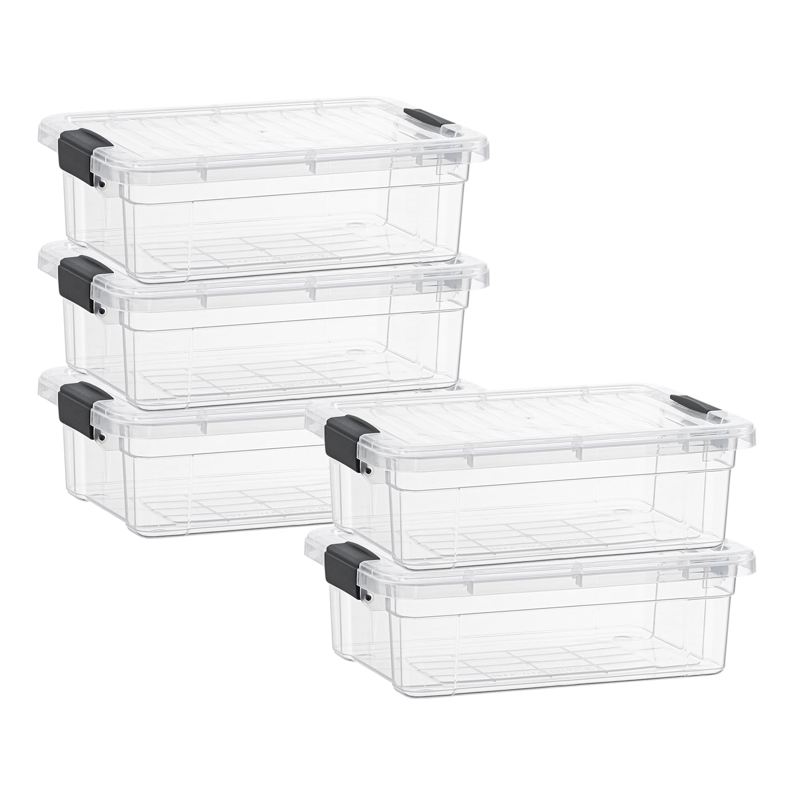 Superio Clear Storage Boxes with Lids, 2.5 Quart Plastic Container Bins for Organizing, Stackable