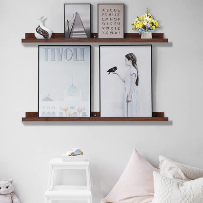 AZSKY 48 Inch Long Floating Shelves for Wall Large Picture Ledge Walnut Photo Ledge Wall Shelf Bookshelf for Home Decor Bathroom Kitchen Spice Rack Gallery Kids Book