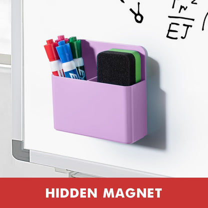 BEYGORM 2 Pack Plastics Magnetic Pen Holder for Refrigerator, Dry Erase Marker Holder for Whiteboard，Magnet School Locker Organizer Accessories, Pencil Cup, Pen Caddy, Classroom Organization(Purple)