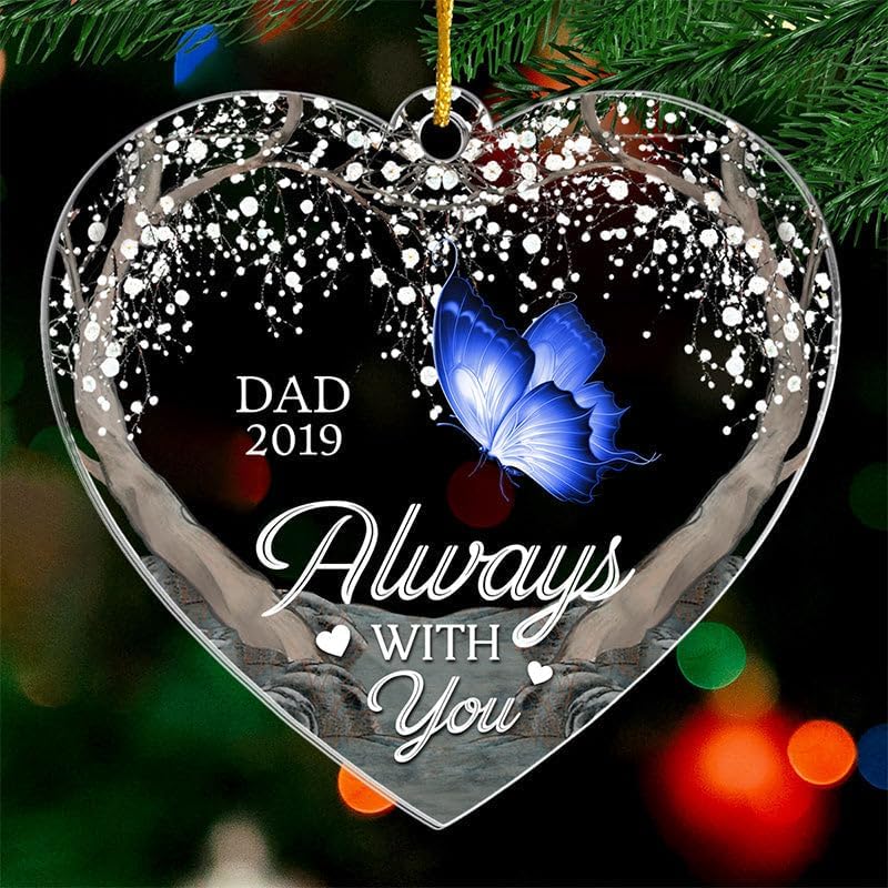 Pawfect House Custom Acrylic Ornament, Personalized Christmas Memorial Sympathy Gifts for Family Members, A Special Place in My Heart, Christmas Butterflies Ornaments for Parent, Xmas Tree Decor