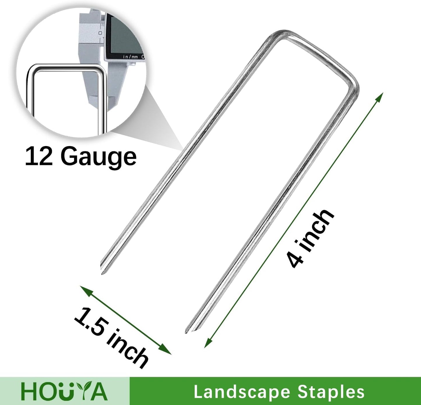 200 Pack Landscape Staples 4 Inch 12 Gauge Garden Stakes Galvanized Garden Staples Ground Pins Anti-Rust Ground Stakes for Weed Barrier, Irrigation Tubing, Yard Lawn, Landscape Fabric