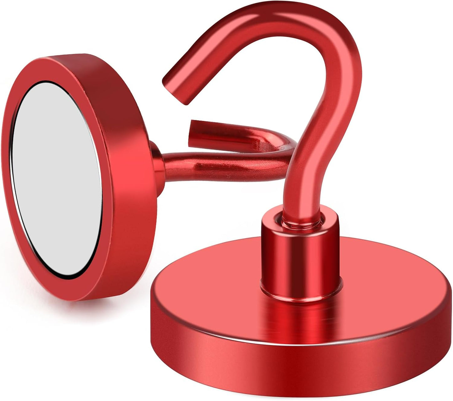 MIKEDE Strong Magnetic Hooks, 110Lbs Heavy Duty Magnetic Hooks for Cruise, Neodymium Earth Magnets with Hooks for Hanging, Super Metal Magnetic Hanger for Grill, Storage (Red,10 Pack)