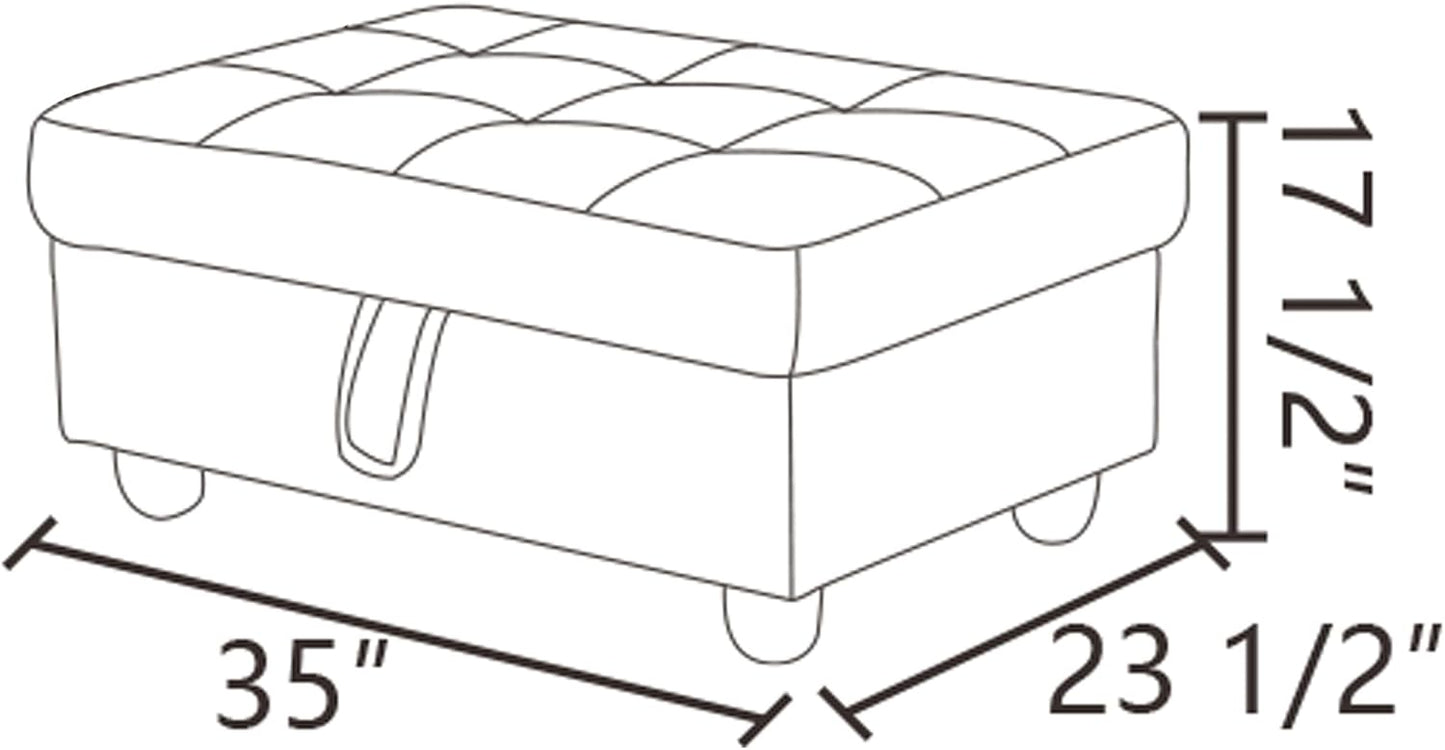 Ottoman Rectangular Storage Ottoman Bench, Flannel Footrest Stool Footstool with Lid for Living Room, Bedroom, Entryway, Light Gray, 35"x23.5"x17.5"